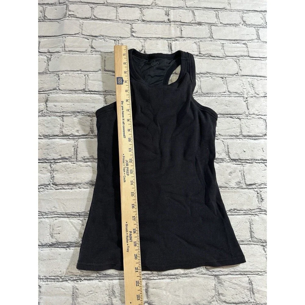 Alo Yoga Ribbed Devoted Full Length Black Tank Size Small Work Out - Picture 8 of 9